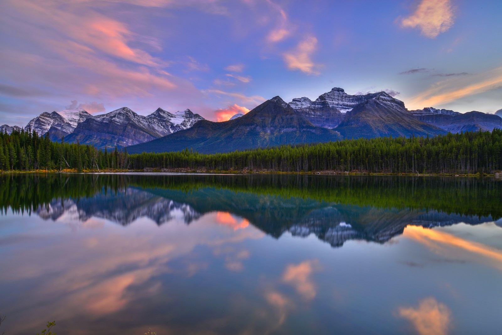 Mountains reflected in an alpine lake